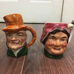 Vintage Ceramic Artone Staffordshire Toby Cups Made In England 4 Inches